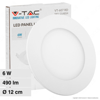 V-Tac VT-607-RD Pannello LED Rotondo 6W SMD da Incasso con