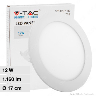 V-Tac VT-1207-RD Pannello LED Rotondo 12W SMD da Incasso con