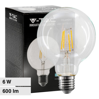 V-Tac VT-1993 Lampadina LED E27 6W Bulb G95 Globo Filament