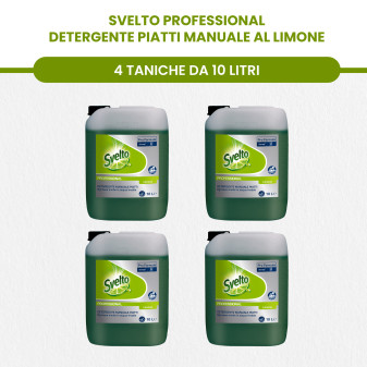 Svelto Professional 4x Detergente Manuale Piatti Detersivo Liquido Profumo Limone - 4 Taniche da 10