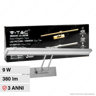 V-Tac Gallery VT-7009CH Lampada LED da Specchio 9W Wall Light Cromata - SKU...