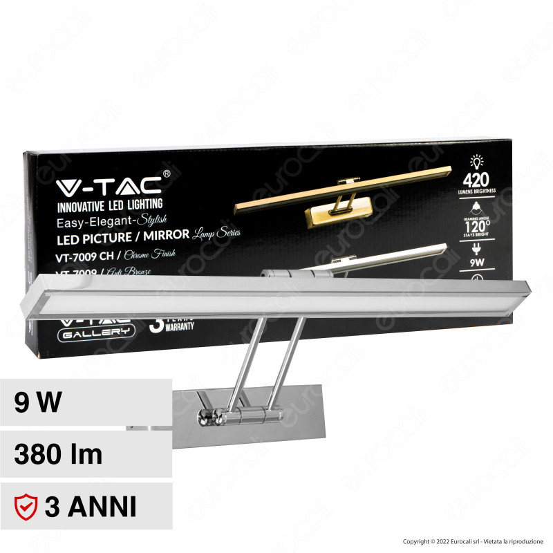 V-Tac Gallery VT-7009CH Lampada LED da Specchio 9W Wall Light V-Tac Gallery VT-7009CH Lampada LED da Specchio 9W Wall Light