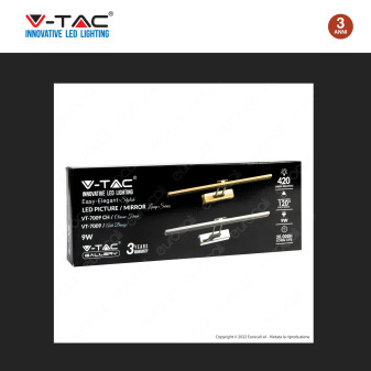 V-Tac Gallery VT-7009CH Lampada LED da Specchio 9W Wall Light