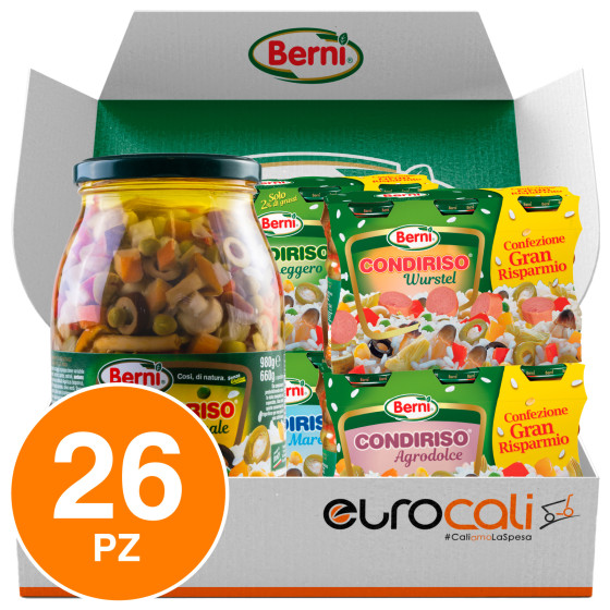 Berni Condiriso L'Originale + Wurstel + Leggero + Agrodolce + Mare con Tonno - 26 Vasetti Berni Condiriso L'Originale + Wurstel + Leggero + Agrodolce + Mare con Tonno - 26 Vasetti