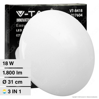 V-Tac Gallery VT-8418 Plafoniera LED Rotonda 18W SMD Changing Color CCT 3in1...