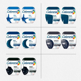 Coloreria Italiana Colorante Tessuti Blu Mare + Blu Jeans + Blu Notte + Grigio Antico + Nero