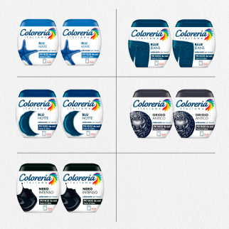 Coloreria Italiana Colorante Tessuti Blu Mare + Blu Jeans + Blu Notte + Grigio Antico + Nero