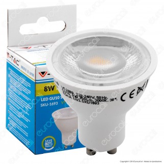 V-Tac VT-2889 Lampadina LED GU10 8W Faretto Spotlight 38° - SKU 1693