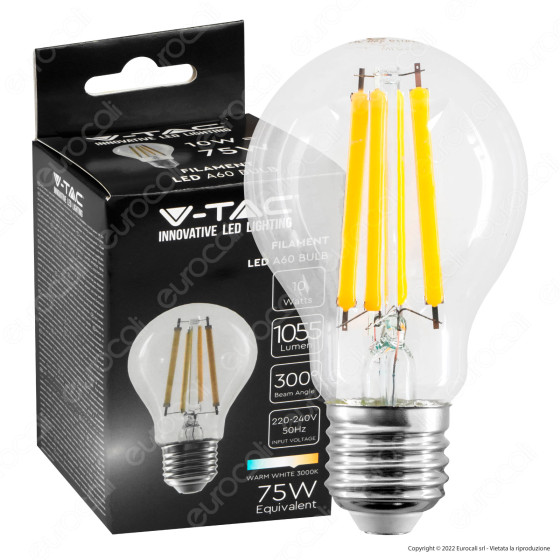 V-Tac VT-1981 Lampadina LED E27 10W Bulb A60 Goccia Filamento V-Tac VT-1981 Lampadina LED E27 10W Bulb A60 Goccia Filamento