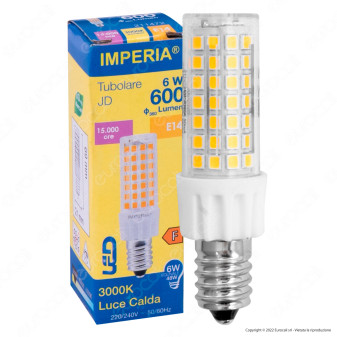 Imperia Lampadina LED E14 6W Tubolare JD Ceramic SMD Trasparent - mod. 211472...