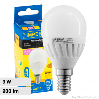 Imperia Lampadina LED E14 9W MiniGlobo G45 SMD Ceramic Pro -