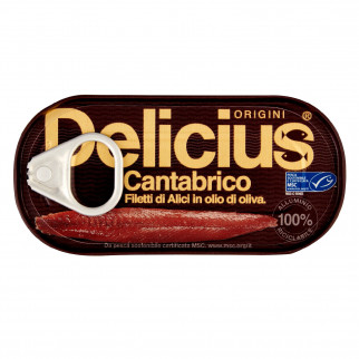 Filetti di Alici del Mar Cantabrico in Olio di Oliva da 28g Omaggio con Delicius