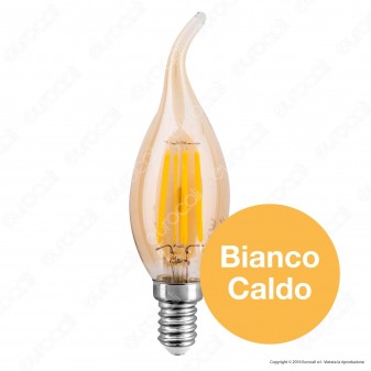 V-Tac VT-1949 Lampadina LED E14 4W Candela Fiamma Filamento Ambrata -