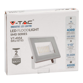 V-Tac VT-4954 Faro LED Floodlight 50W SMD Slim IP65 Bianco - V-Tac VT-4954 Faro LED Floodlight 50W SMD Slim IP65 Bianco -