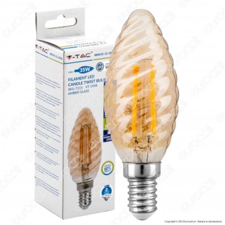V-Tac VT-1948 Lampadina LED E14 4W Candela Twist Filamento Ambrata -