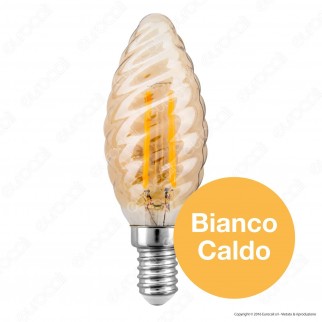 V-Tac VT-1948 Lampadina LED E14 4W Candela Twist Filamento Ambrata -