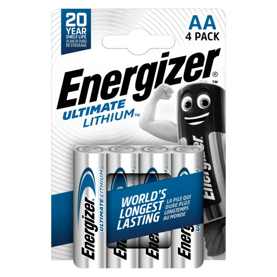 Energizer Ultimate Lithium FR6 Stilo AA Mignon 1.5V Pile al Litio - Blister  da 4 Batterie Li-ion