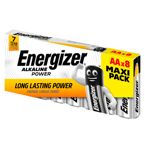 Energizer Alkaline Power LR6 Stilo AA Mignon 1.5V Pile Alcaline - Confezione da 8 Batterie Energizer Alkaline Power LR6 Stilo AA Mignon 1.5V Pile Alcaline - Confezione da 8 Batterie
