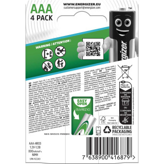 Energizer Accu Recharge Extreme HR03 Mini Stilo AAA Micro 1.2V Pile