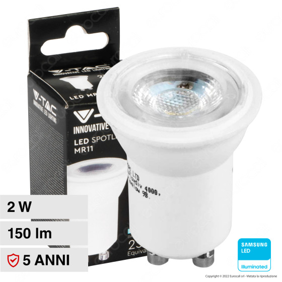 V-Tac VT-232 Lampadina LED GU10 2W Faretto Spotlight MR11 SMD V-Tac VT-232 Lampadina LED GU10 2W Faretto Spotlight MR11 SMD
