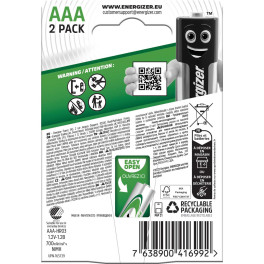 Energizer Accu Recharge Power Plus HR03 Mini Stilo AAA Micro 1.2V Pile Ricaricabili 700mAh -