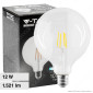 V-Tac VT-2143 Lampadina LED E27 12W Bulb G125 Globo Filament Vetro Trasparente - SKU 217453 / 217454 / 217455