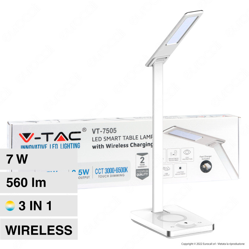 V-Tac VT-7505 Lampada LED da Tavolo 7W Multifunzione Stazione