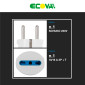 Immagine 3 - Ecova Adattatore Singolo Spina Standard Franco/Tedesco Schuko Presa Bipasso 10/16A 2P+T Colore