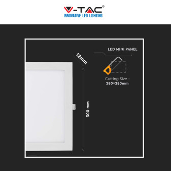 V-Tac VT-2407 Pannello LED Quadrato 24W SMD da Incasso con