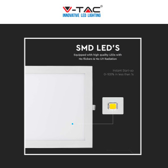V-Tac VT-2407 Pannello LED Quadrato 24W SMD da Incasso con