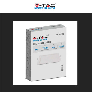 V-Tac VT-2407 Pannello LED Quadrato 24W SMD da Incasso con
