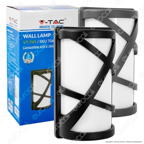 V-Tac VT-745 Portalampada da Giardino E27 con Fissaggio a Muro - SKU V-Tac VT-745 Portalampada da Giardino E27 con Fissaggio a Muro - SKU