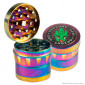 Grinder Tritatabacco 4 Parti in Metallo Variant-420 Colore Rainbow con Rilievi ed Incisioni