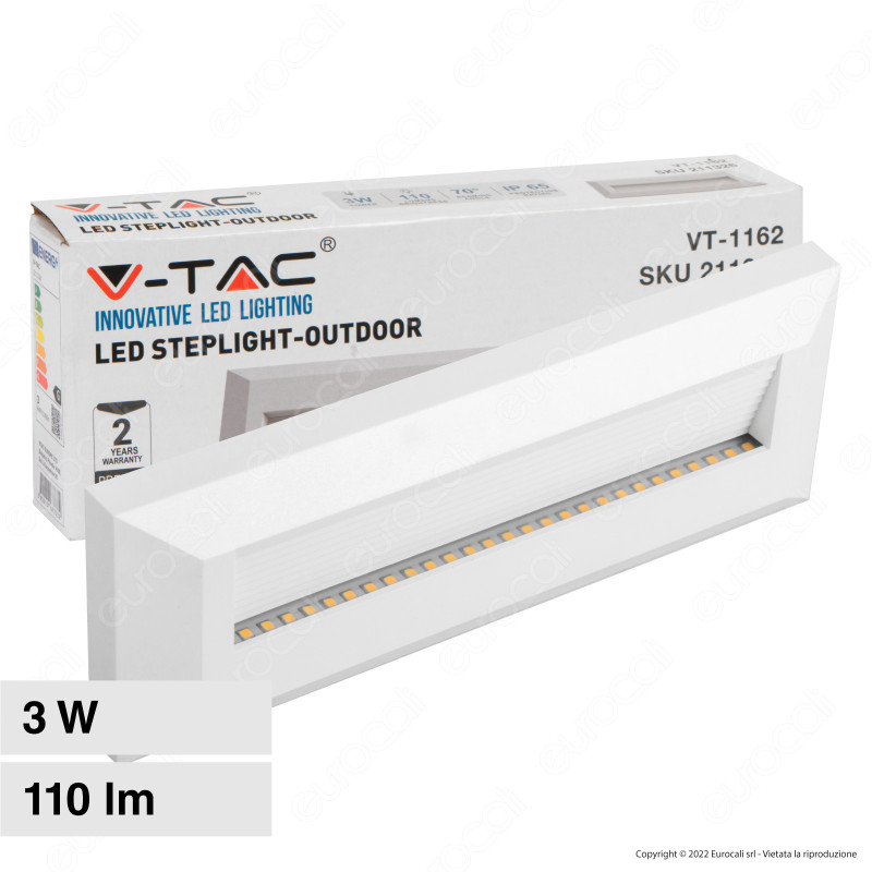 V-Tac VT-1162 Punto Luce LED SMD 3W Segnapasso Rettangolare a V-Tac VT-1162 Punto Luce LED SMD 3W Segnapasso Rettangolare a