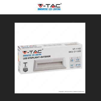 V-Tac VT-1162 Punto Luce LED SMD 3W Segnapasso Rettangolare a