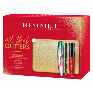 Rimmel London All That Glitters Pochette con Mascara Wonder'Extension Rossetto Stay Matte 500 Fire