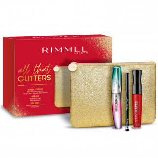 Rimmel London All That Glitters Pochette con Mascara Wonder'Extension Rossetto Stay Matte 500 Fire