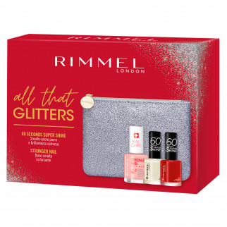 Rimmel London All That Glitters Pochette con Smalto Stronger Nail e Smalti Super Shine 315 Queen of