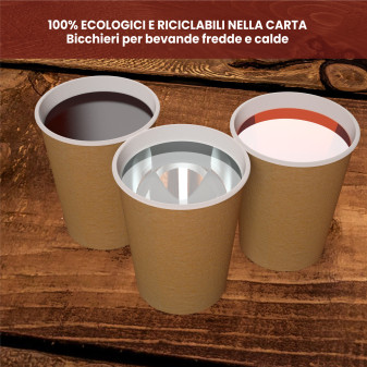 Bicchieri in Carta Riciclabile Colore Havana da 200ml - Confezione da 50 Bicchieri
