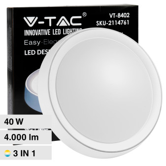 V-Tac Gallery VT-8402 Plafoniera LED Rotonda 20W/40W SMD Changing Color CCT 3in1 Dimmerabile con