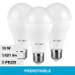 V-Tac VT-2015 Super Saver Pack 3x Lampadina LED E27 15W Bulb A65 Goccia SMD - SKU 212819 / 212820 / 212818