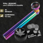 Immagine 2 - Champ High Pipa a Tubo in Metallo Colore Rainbow + Grinder Tritatabacco 2 Parti in Metallo Colore