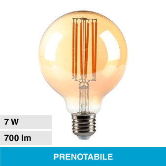 V-Tac VT-2027 Lampadina LED E27 7W Bulb G95 Globo Filament Vetro Ambrato -...