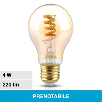 V-Tac VT-2154 Lampadina LED E27 4W Bulb A60 Goccia COB in Vetro Ambrato - SKU 217335