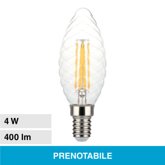 V-Tac VT-1985D Lampadina LED E14 4W Candle Bulb C35 Candela Twist Filament...