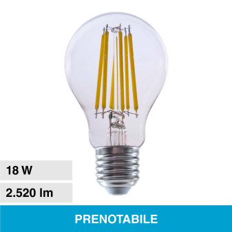 V-Tac VT-2328 Lampadina LED E27 18W Bulb A70 Filament Vetro Trasparente - SKU 212802