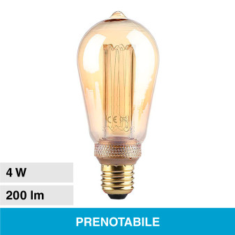 V-Tac VT-2185 Lampadina LED E27 4W Bulb ST64 Art Filament Vetro Ambrato - SKU 217474