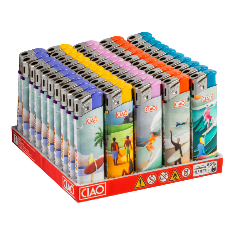 Ciao Accendini Elettronici Large Fantasia Big Wave - Box da 50 Accendini