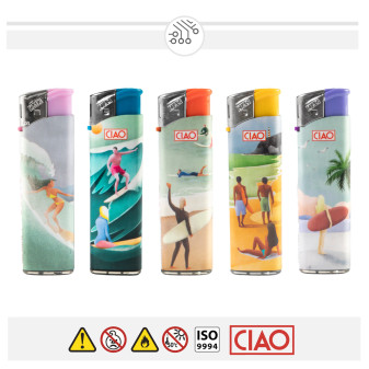 Ciao Accendini Elettronici Large Fantasia Big Wave - Box da 50 Accendini