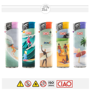 Ciao Accendini Elettronici Large Fantasia Big Wave - Box da 50 Accendini